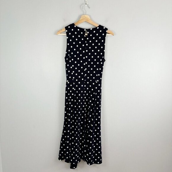 Lauren Ralph Lauren Navy and White Polka Dot Midi Dress - Picture 9 of 11